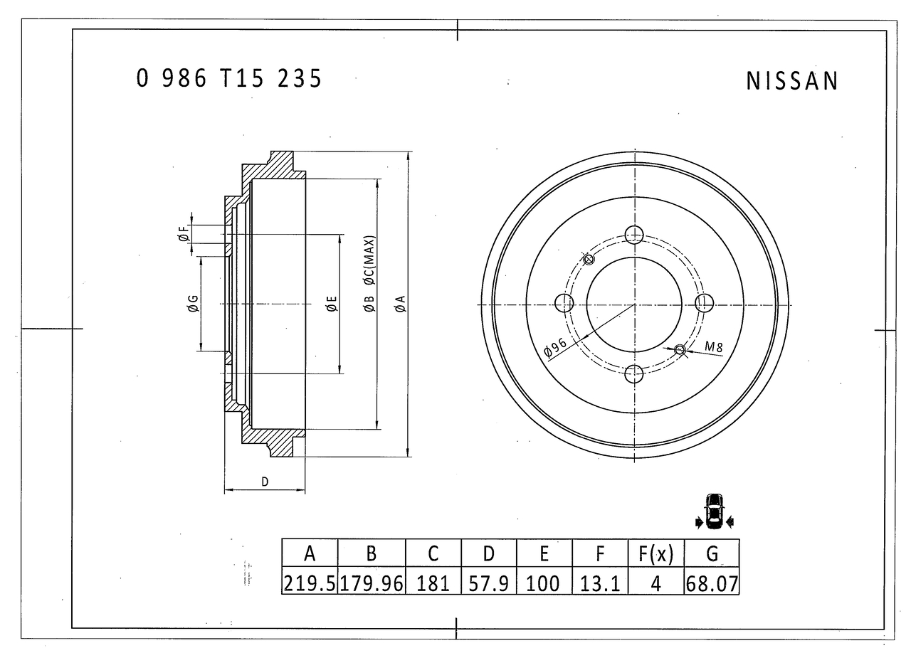 BOSCH 0 986 T15 235 Bremstrommel