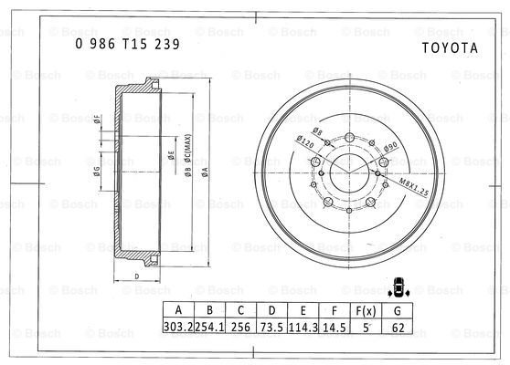 BOSCH 0 986 T15 239 Brake Drum