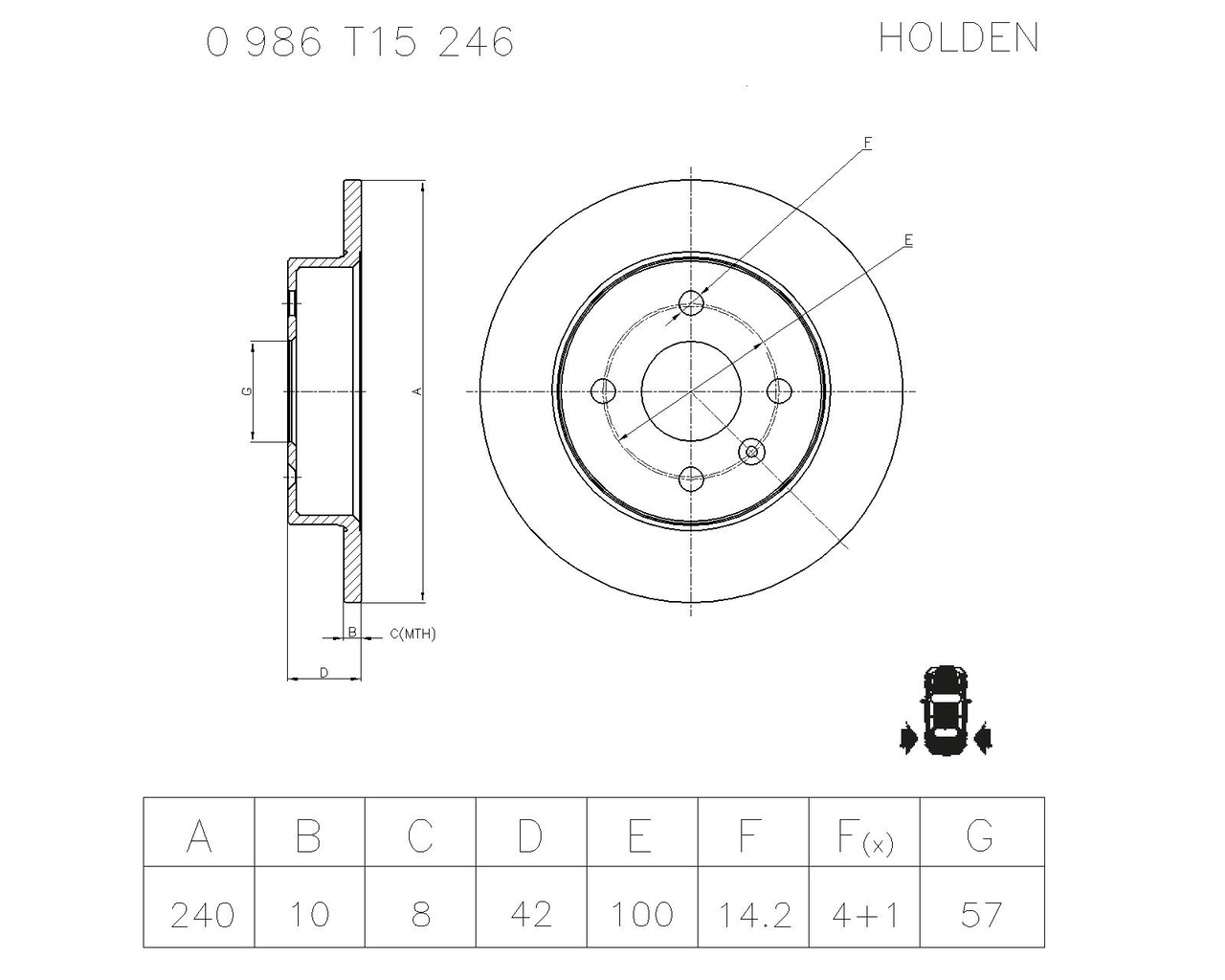 BOSCH 0 986 T15 246 Brake Disc