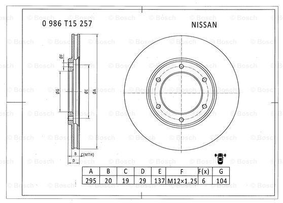 BOSCH 0 986 T15 257 Brake Disc