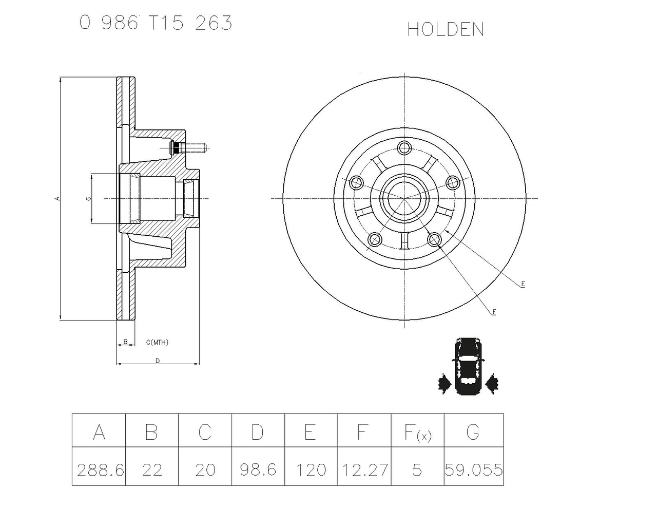 BOSCH 0 986 T15 263 Brake Disc