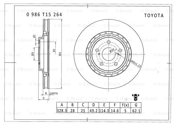 BOSCH 0 986 T15 264 Brake Disc