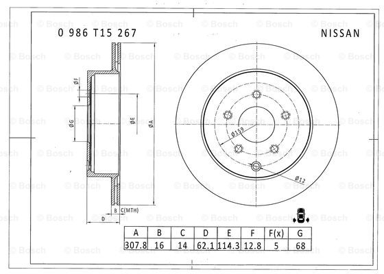 BOSCH 0 986 T15 267 Brake Disc