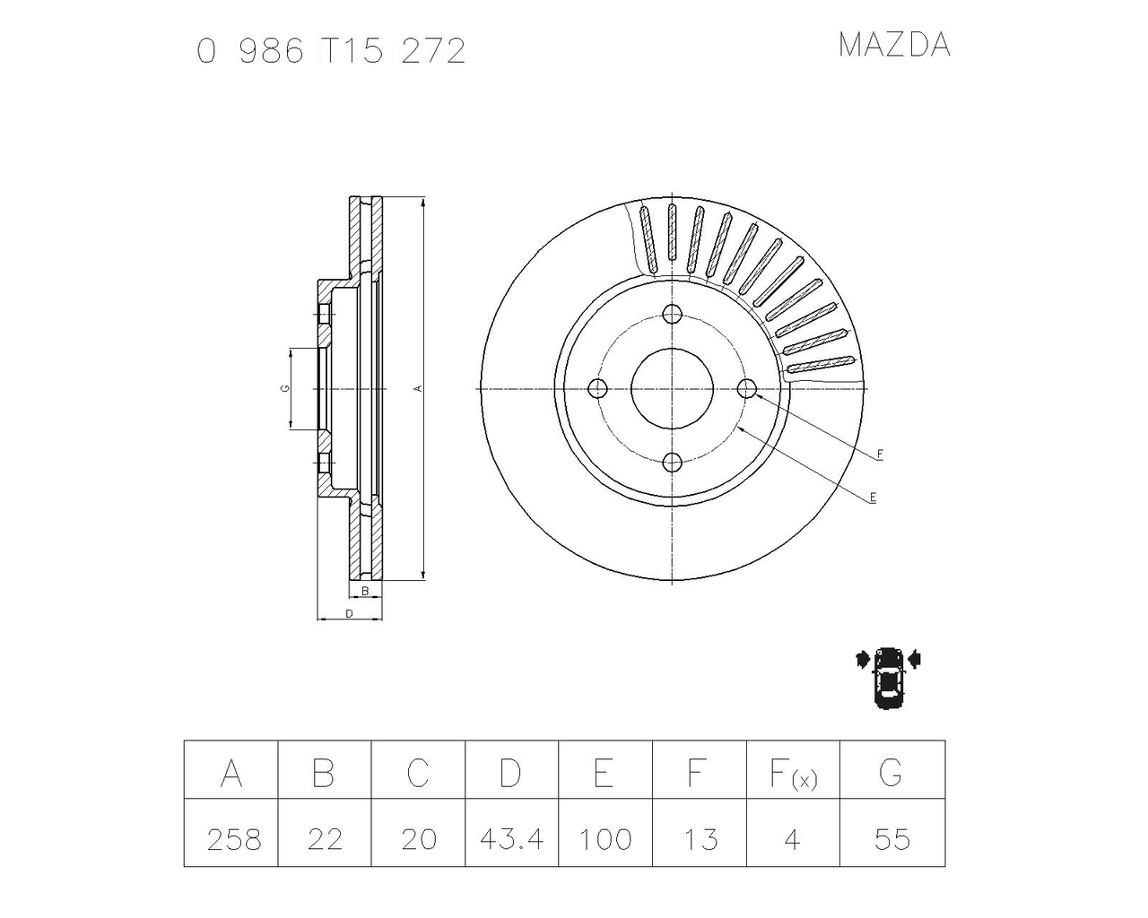 BOSCH 0 986 T15 272 Brake Disc