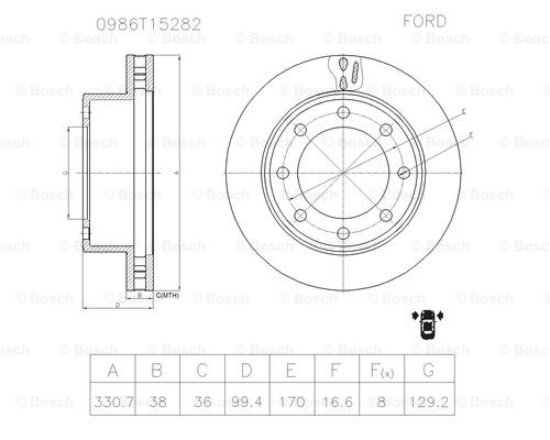 BOSCH 0 986 T15 282 Brake Disc