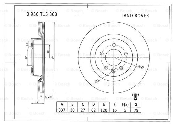 BOSCH 0 986 T15 303 Brake Disc