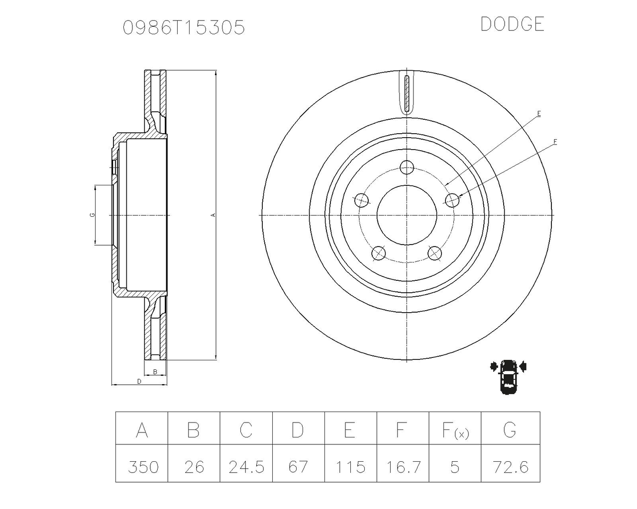 BOSCH 0 986 T15 305 Brake Disc