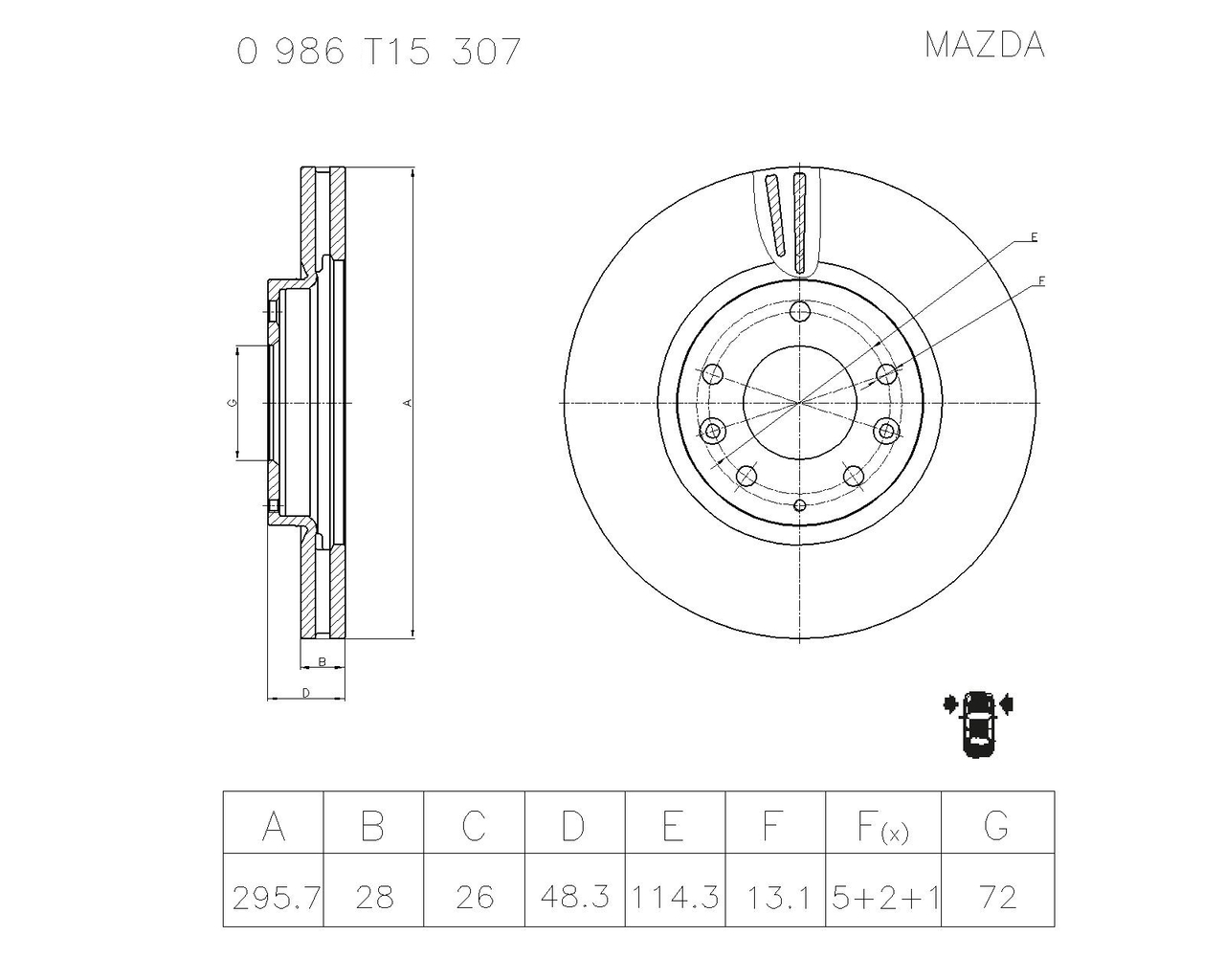 BOSCH 0 986 T15 307 Brake Disc