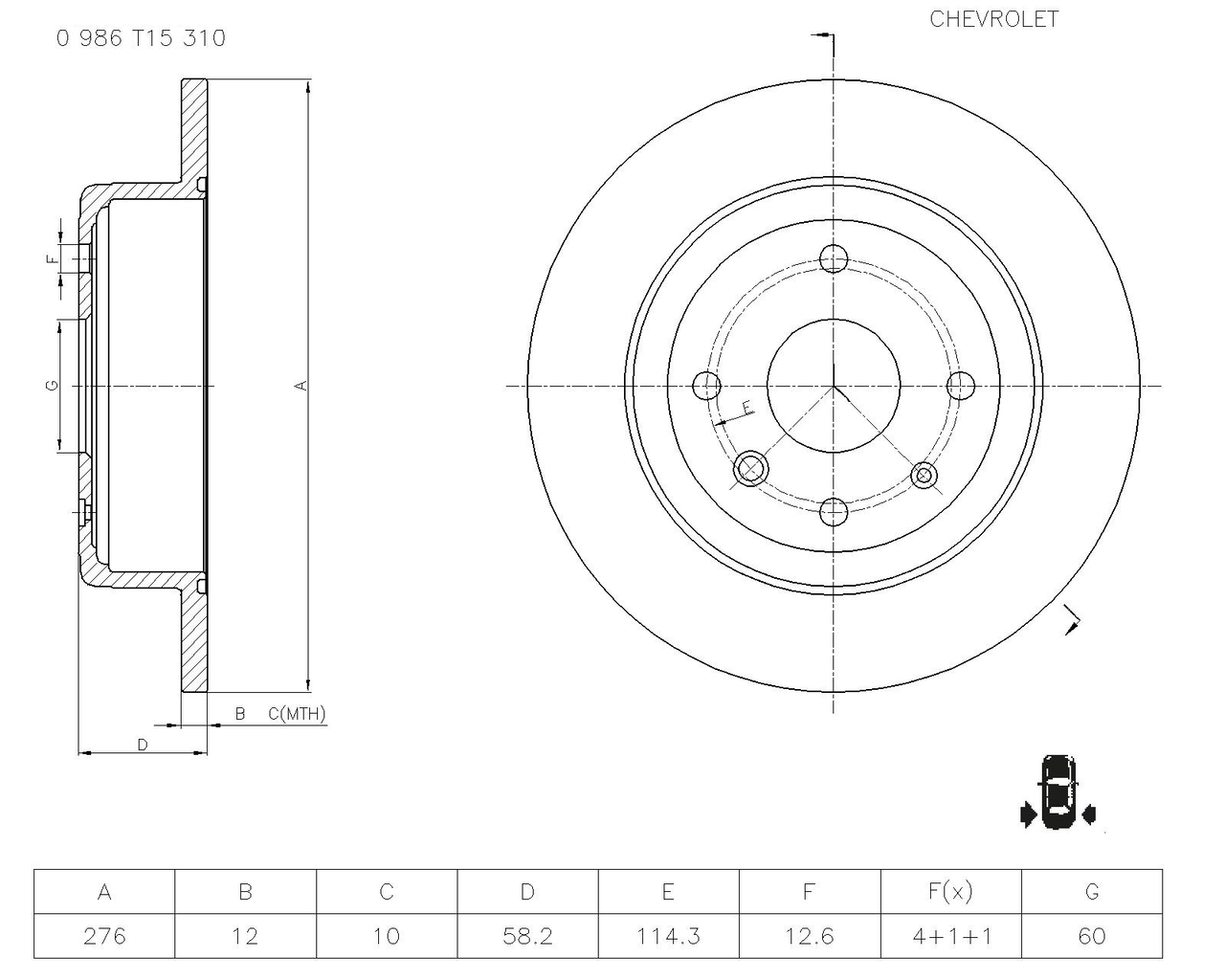 BOSCH 0 986 T15 310 Brake Disc