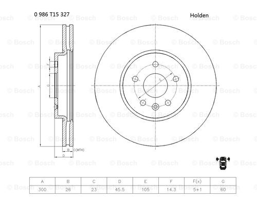 BOSCH 0 986 T15 327 Brake Disc