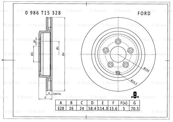 BOSCH 0 986 T15 328 Brake Disc