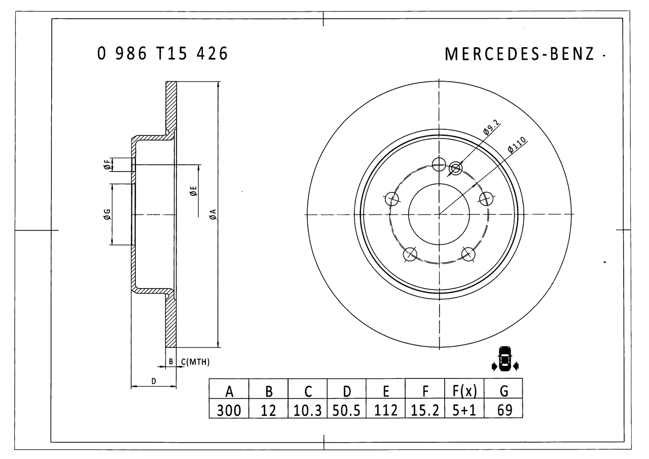 BOSCH 0 986 T15 426 Bremsscheibe