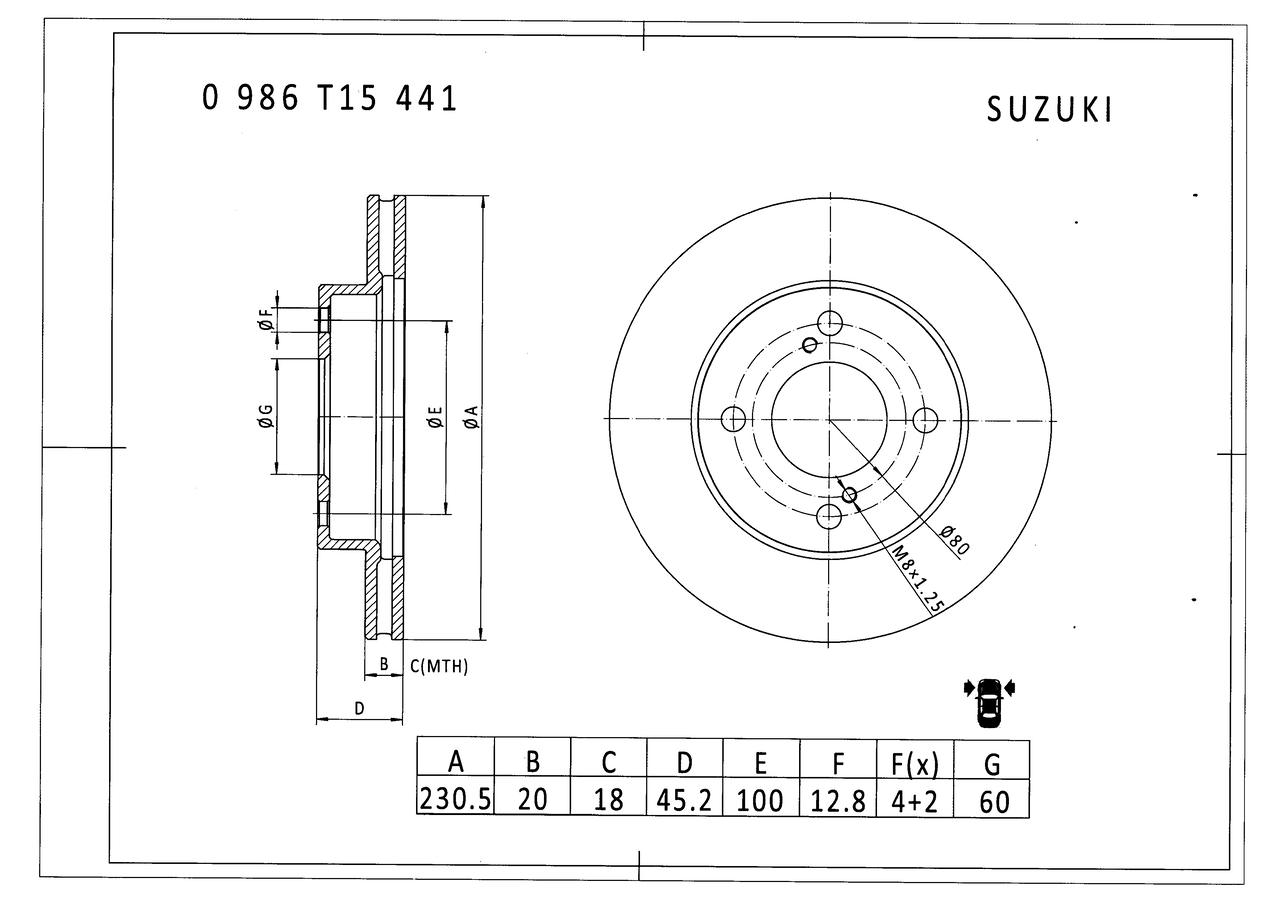 BOSCH 0 986 T15 441 Bremsscheibe