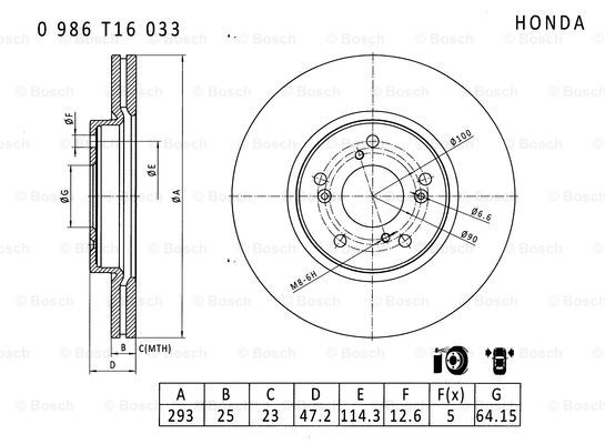 BOSCH 0 986 T16 033 Brake Disc