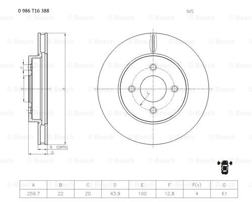 BOSCH 0 986 T16 388 Brake Disc