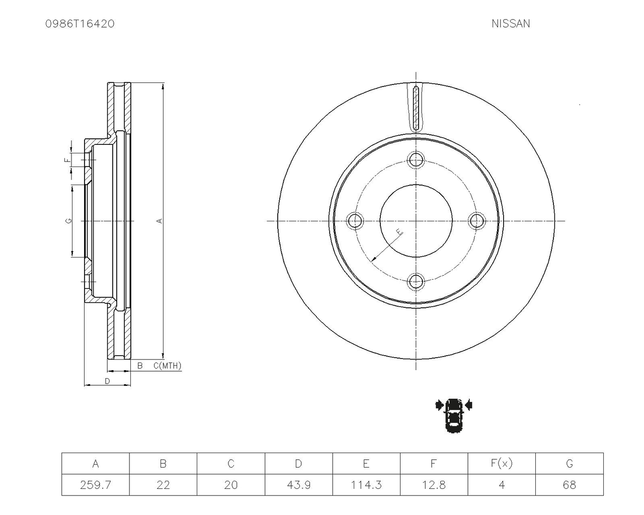 BOSCH 0 986 T16 420 Brake Disc