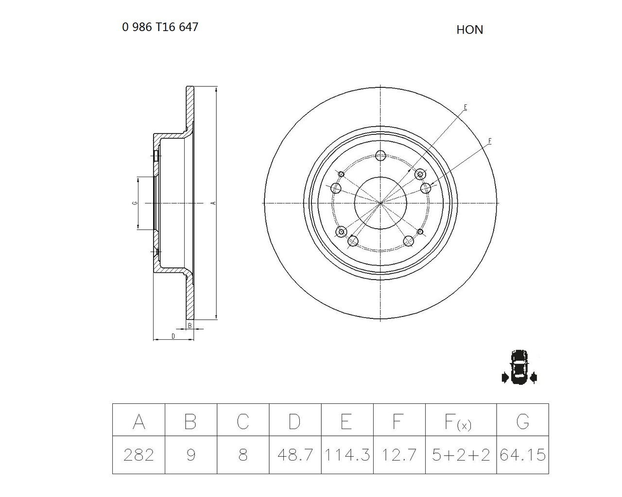 BOSCH 0 986 T16 647 Brake Disc