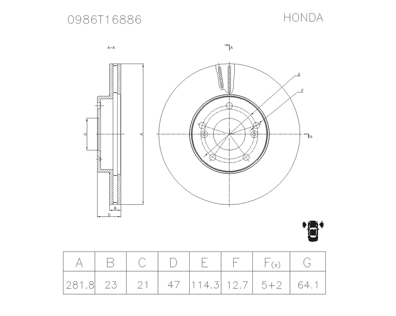 BOSCH 0 986 T16 886 Bremsscheibe