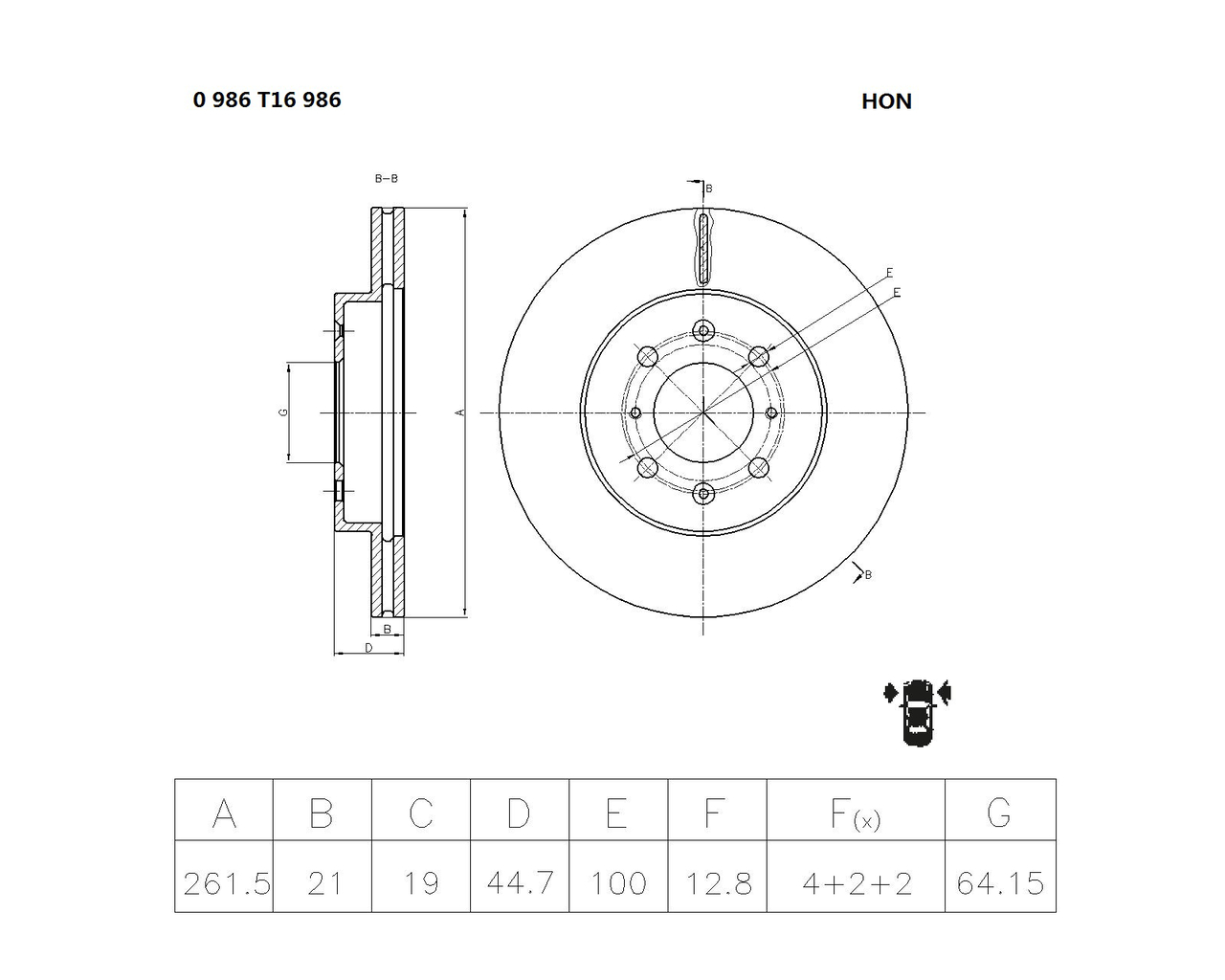 BOSCH 0 986 T16 986 Brake Disc