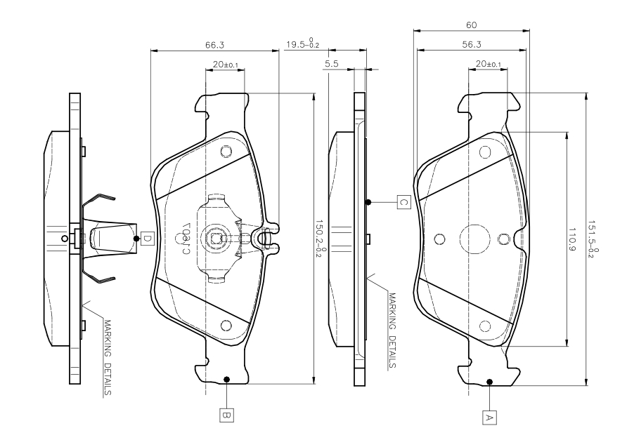 BOSCH 0 986 TB2 033 Bremsbelagsatz, Scheibenbremse