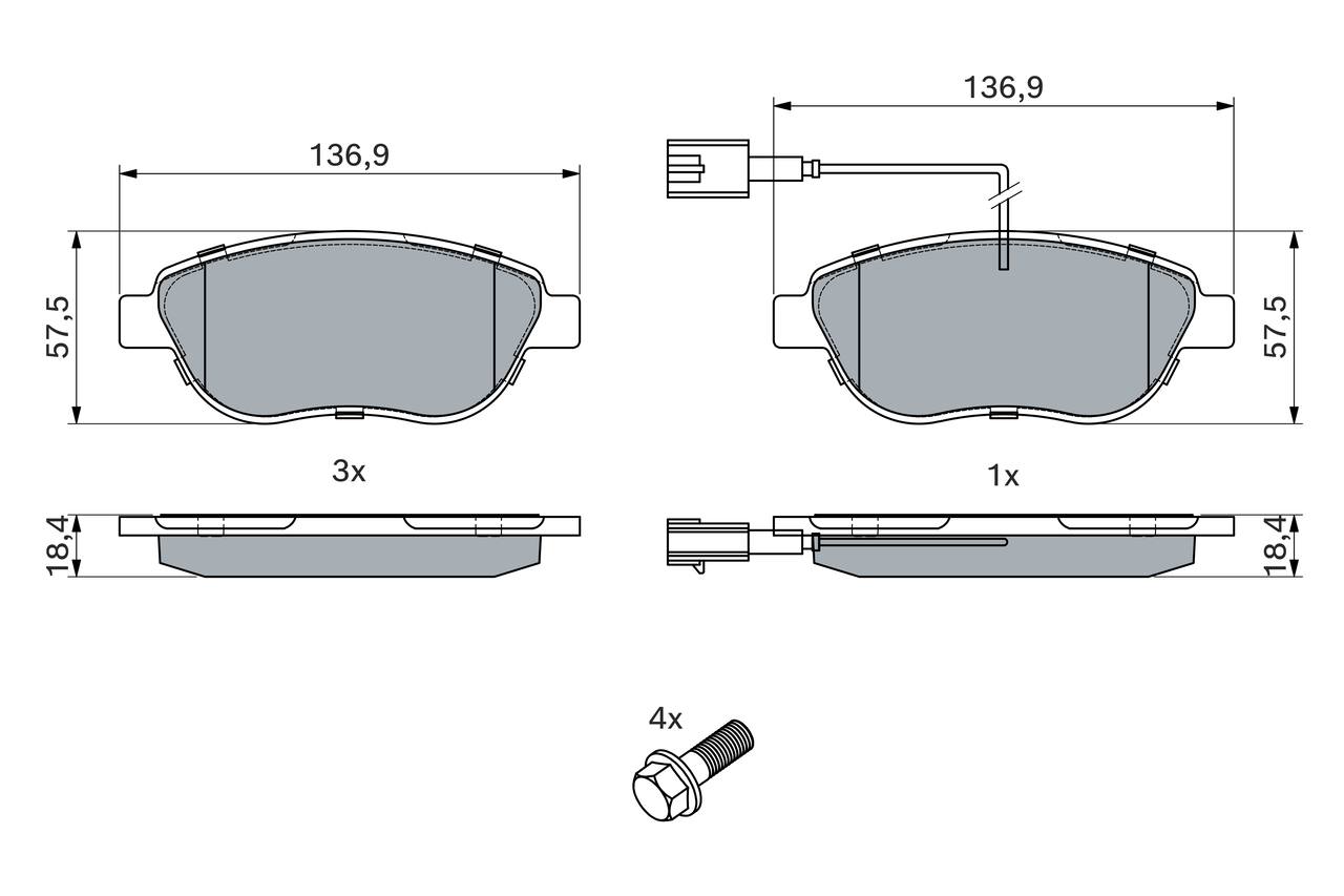 BOSCH 0 986 TB2 961 Bremsbelagsatz, Scheibenbremse