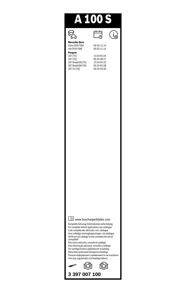 BOSCH 3 397 007 100 Aerotwin Μάκτρο καθαριστήρα for MERCEDES-BENZ MERCEDES-BENZ (FJDA) PEUGEOT PEUGEOT (DF-PSA)