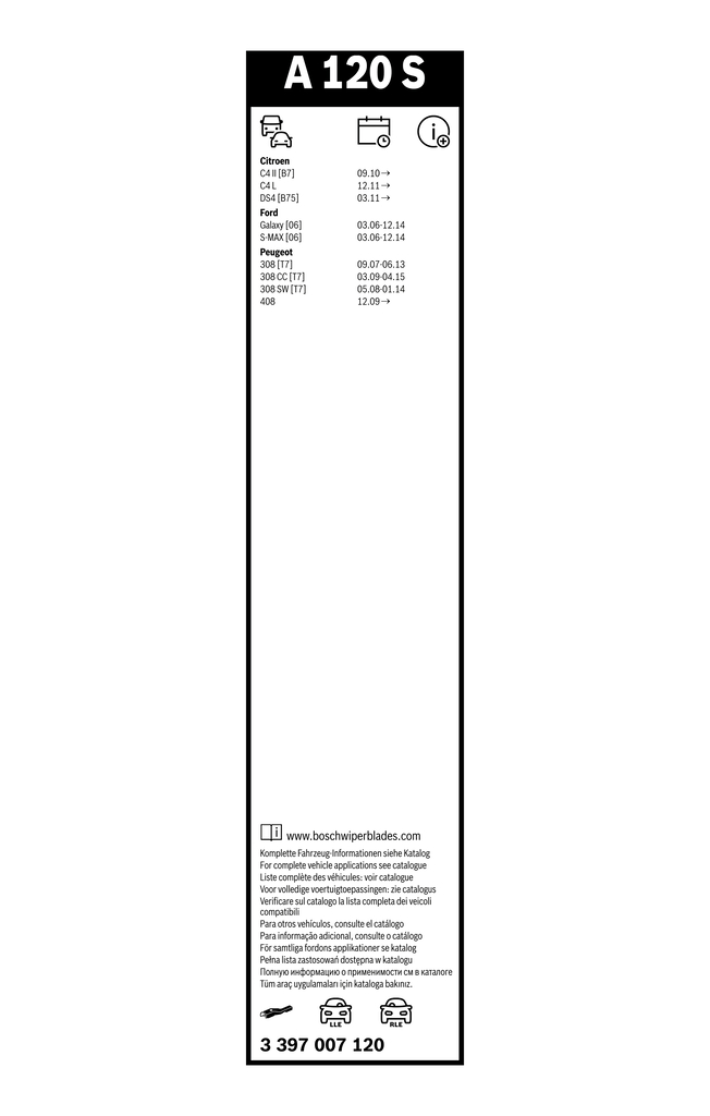 BOSCH 3 397 007 120 Aerotwin Μάκτρο καθαριστήρα for CITROËN DS DS (CAPSA) FORD PEUGEOT