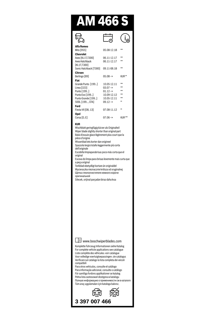 BOSCH 3 397 007 466 Aerotwin Multi-Clip Wiper Blade