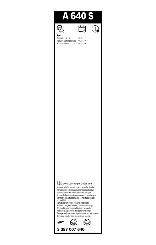 BOSCH 3 397 007 640 Aerotwin Μάκτρο καθαριστήρα for FORD FORD ASIA & OCEANIA FORD AUSTRALIA