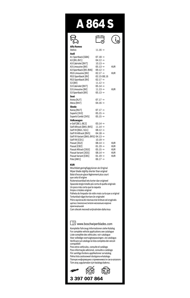 BOSCH 3 397 007 864 Aerotwin Wischblatt