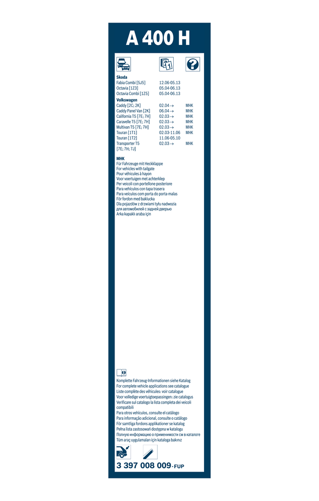 BOSCH 3 397 008 009 Rear Aerotwin Μάκτρο καθαριστήρα for SKODA VW