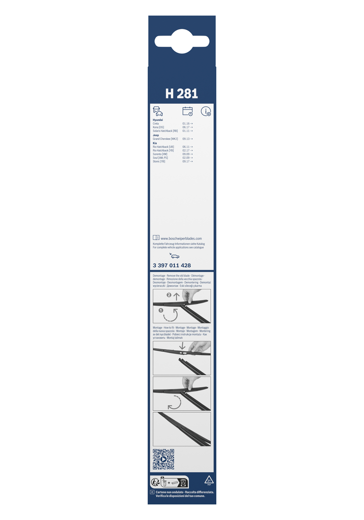 BOSCH 3 397 011 428 Rear Wiper Blade for DAIHATSU HYUNDAI JEEP KIA PERODUA SUZUKI TOYOTA