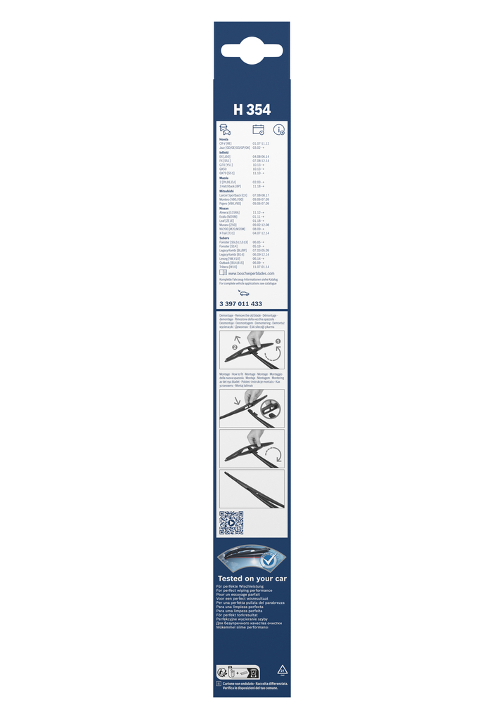 BOSCH 3 397 011 433 Rear Wiper Blade for DAIHATSU HONDA HONDA (DONGFENG) INFINITI KIA MAZDA MAZDA (CHANGAN) MITSUBISHI NISSAN PR