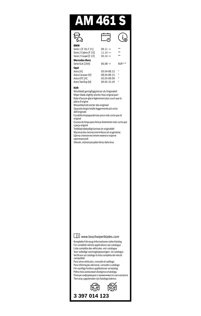 BOSCH 3 397 014 123 Aerotwin Multi-Clip Μάκτρο καθαριστήρα for BMW FIAT MERCEDES-BENZ OPEL