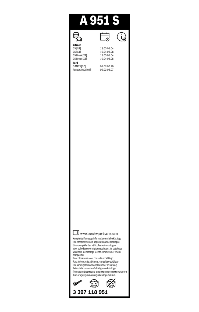 BOSCH 3 397 118 951 Aerotwin Μάκτρο καθαριστήρα for CITROËN FORD