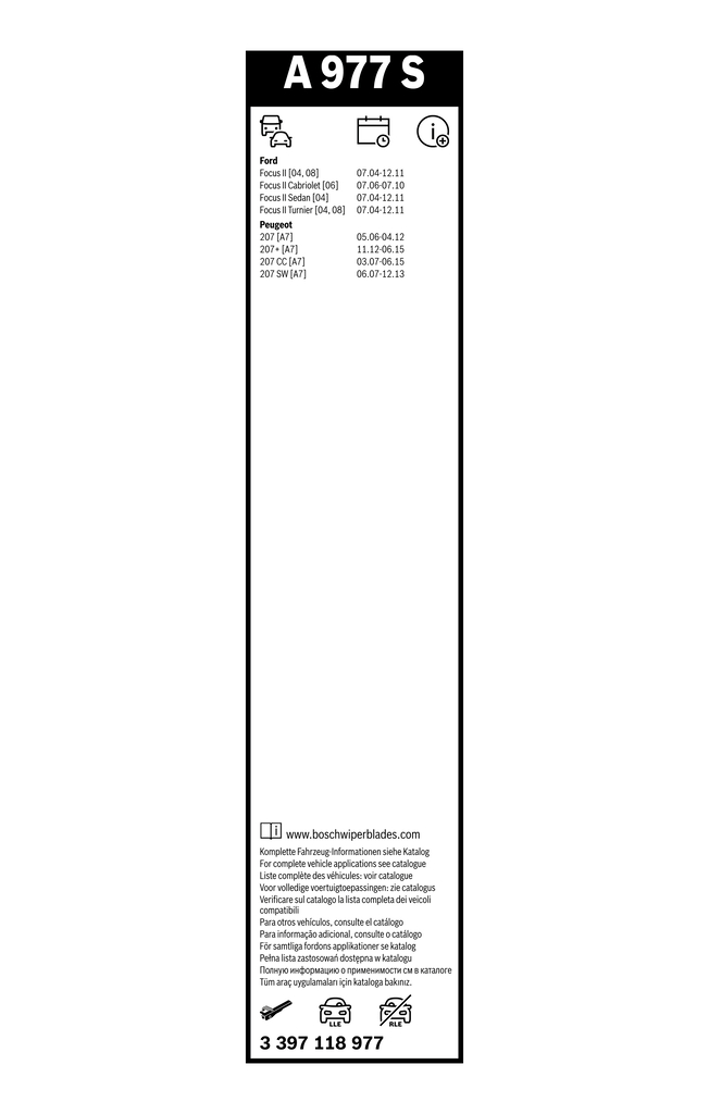 BOSCH 3 397 118 977 Aerotwin Μάκτρο καθαριστήρα for FORD FORD (CHANGAN) FORD AUSTRALIA PEUGEOT