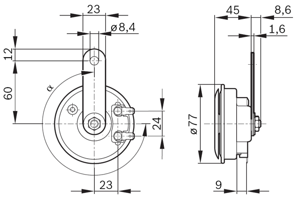 BOSCH 9 320 332 804 Κόρνα for NISSAN SEAT