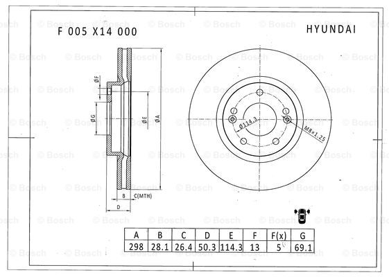 BOSCH F 005 X14 000 Brake Disc