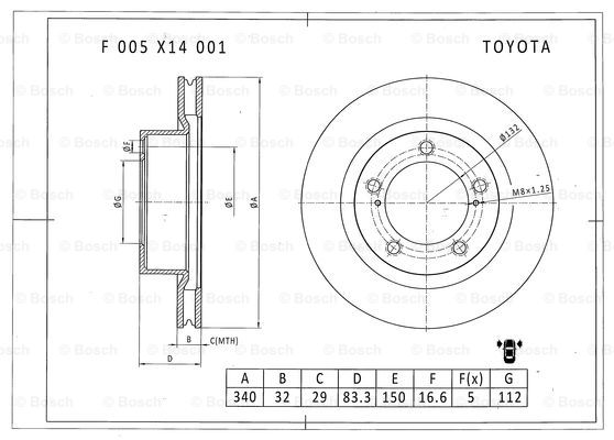 BOSCH F 005 X14 001 Brake Disc