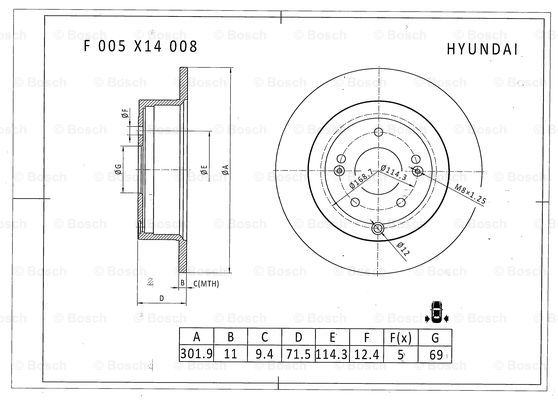 BOSCH F 005 X14 008 Brake Disc