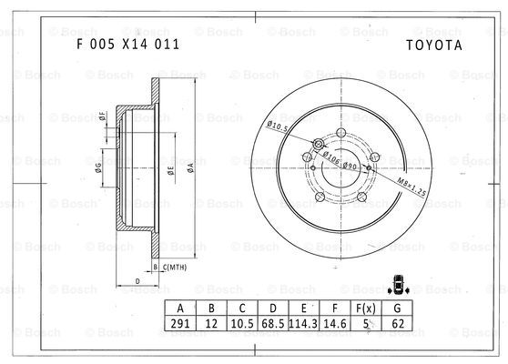 BOSCH F 005 X14 011 Brake Disc