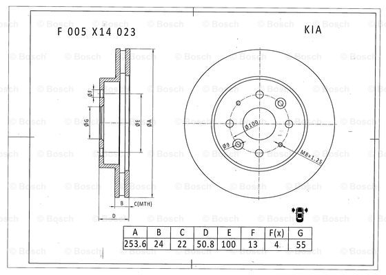 BOSCH F 005 X14 023 Brake Disc