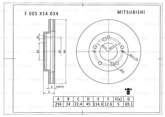 BOSCH F 005 X14 034 Brake Disc