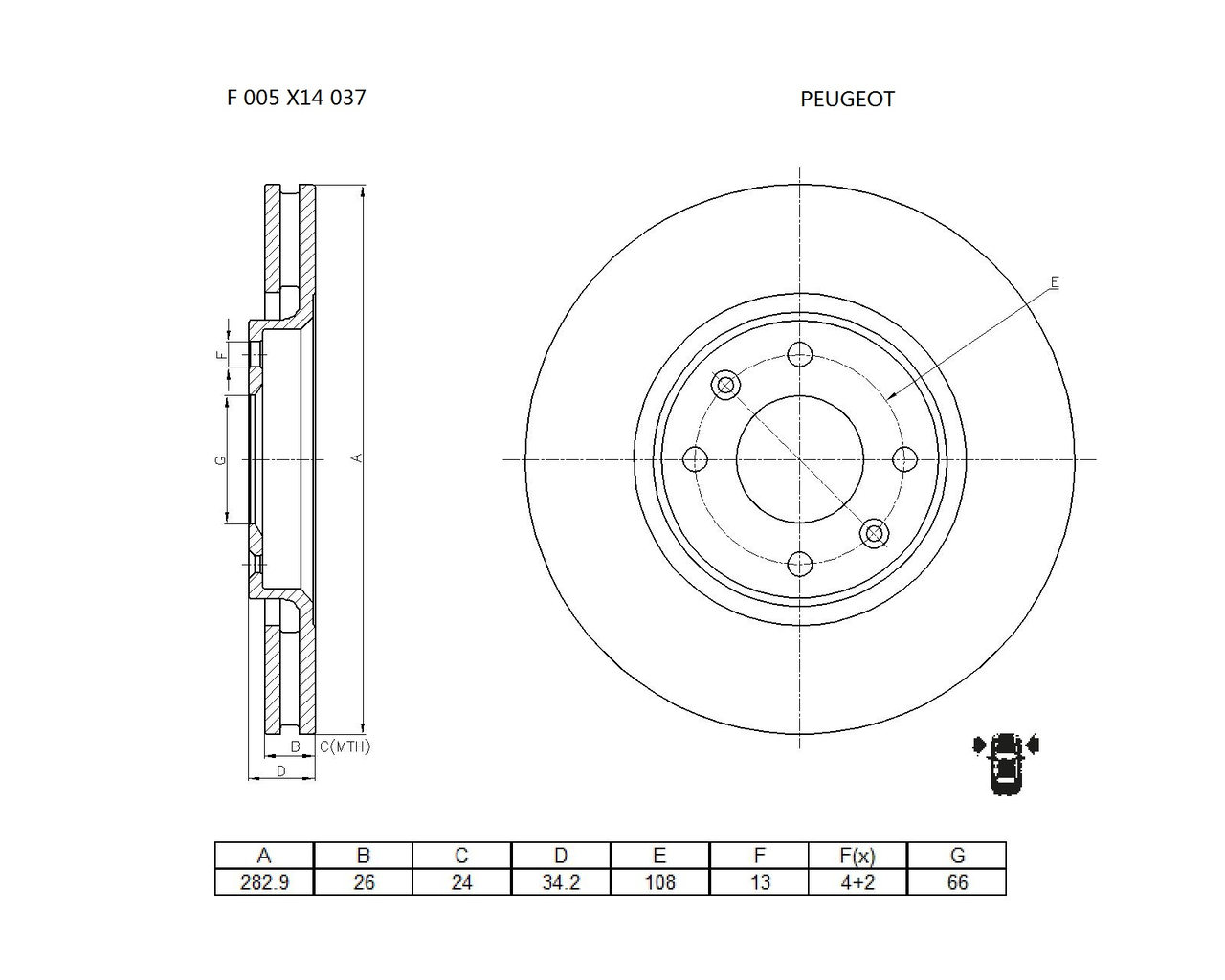 BOSCH F 005 X14 037 Brake Disc