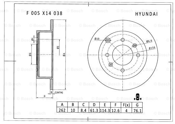 BOSCH F 005 X14 038 Brake Disc