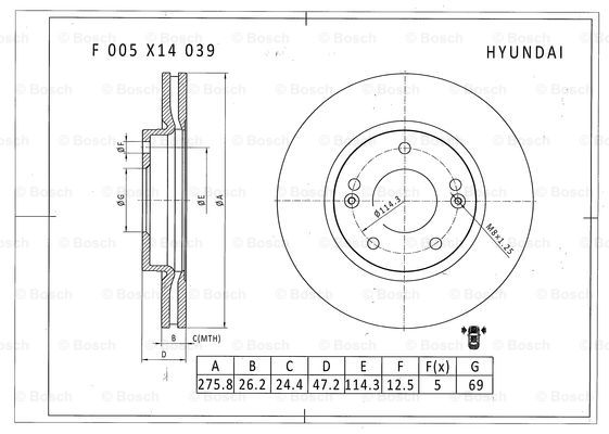 BOSCH F 005 X14 039 Brake Disc