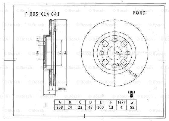 BOSCH F 005 X14 041 Brake Disc