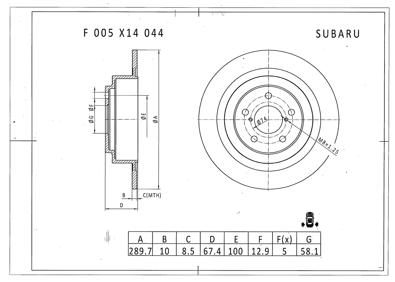 BOSCH F 005 X14 044 Bremsscheibe