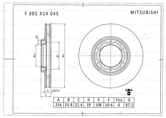 BOSCH F 005 X14 045 Brake Disc