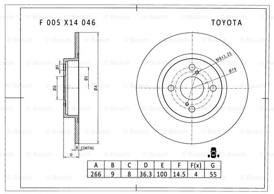 BOSCH F 005 X14 046 Brake Disc